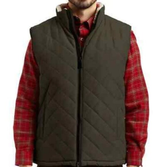 Rainforest HERITAGE MICRO OXFORD DIAMOND QUILTED SHERPA LINED VEST  $150 - Picture 1 of 8